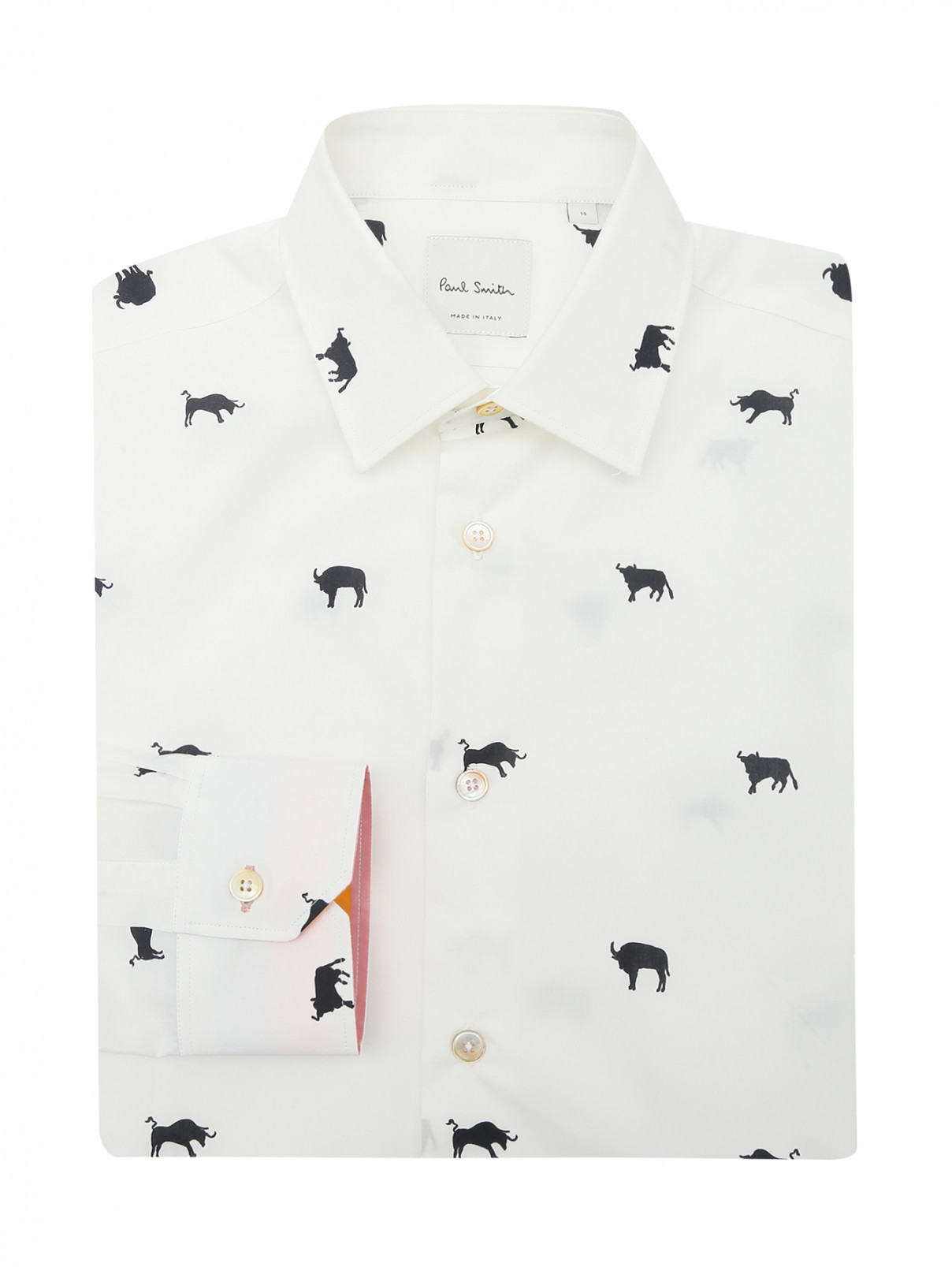 Рубашка из хлопка с узором Paul Smith  –  Общий вид  – Цвет:  Белый