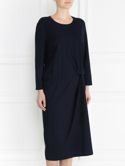 Трикотажное платье-миди из хлопка с длинным рукавом Jil Sander - Модель Верх-Низ