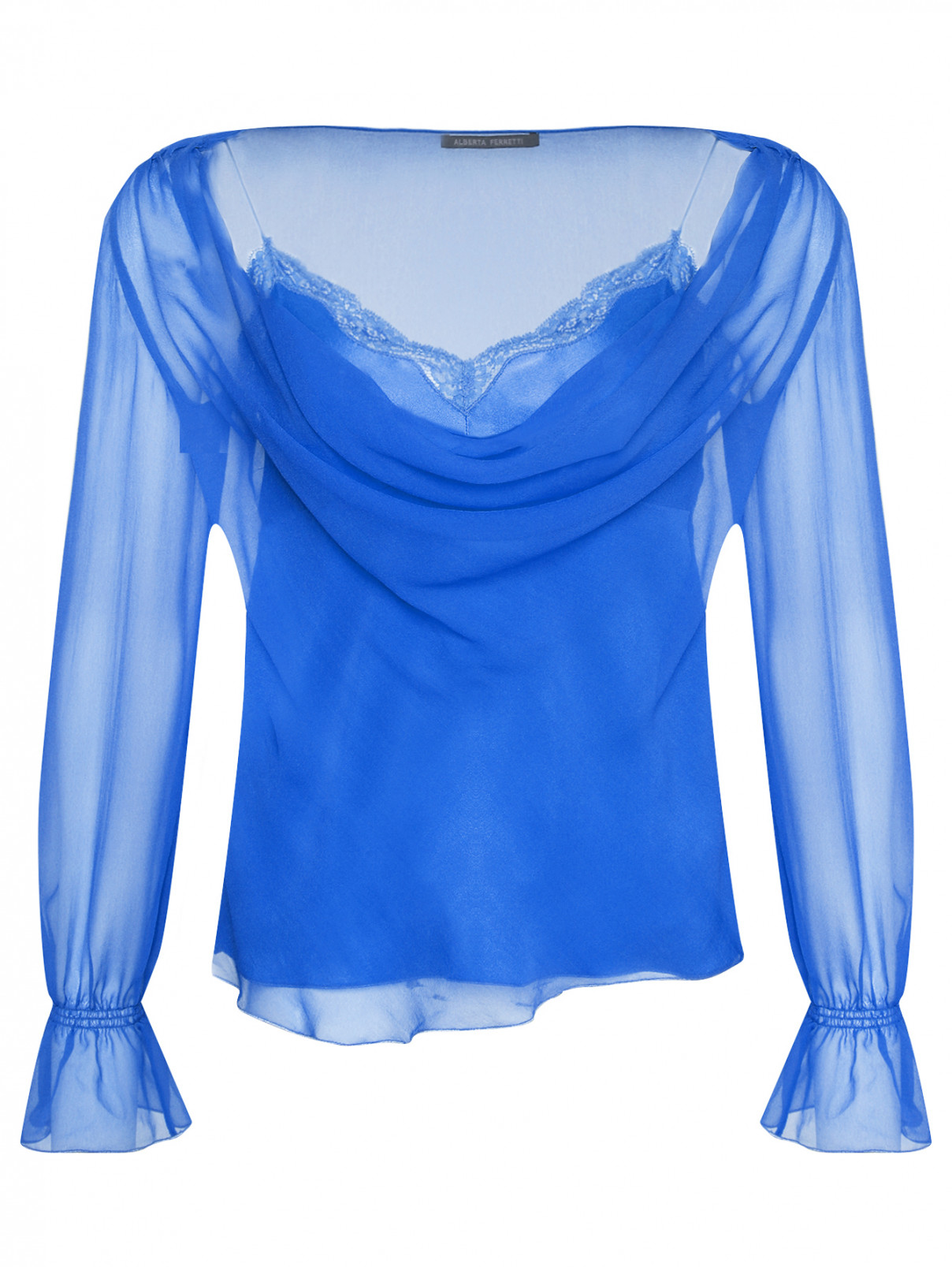 Блуза из шелка с топом Alberta Ferretti  –  Общий вид  – Цвет:  Синий