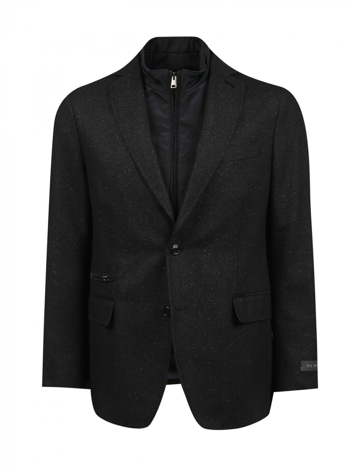 Пиджак однобортный из шерсти и шелка с подкладом Pal Zileri  –  Общий вид  – Цвет:  Черный