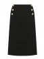 Однотонная юбка из шерсти с декоративными пуговицами Luisa Spagnoli  –  Общий вид