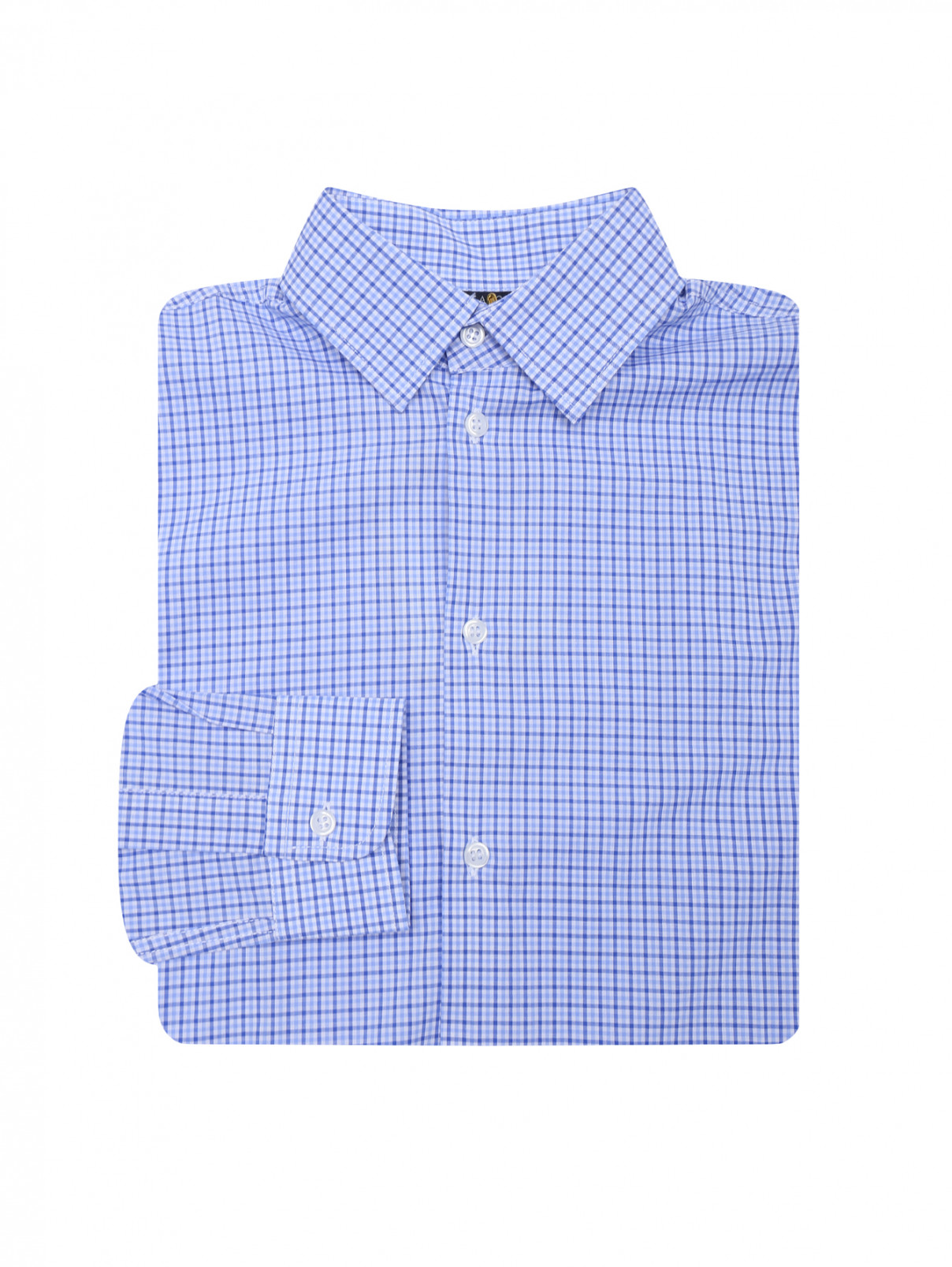 Рубашка из хлопка в клетку Dal Lago  –  Общий вид  – Цвет:  Синий
