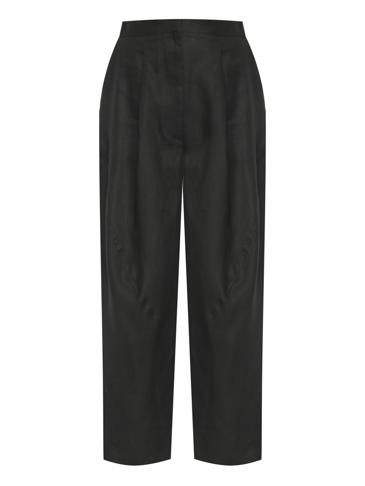 Свободные брюки из льна LARDINI  –  Общий вид  – Цвет:  Черный