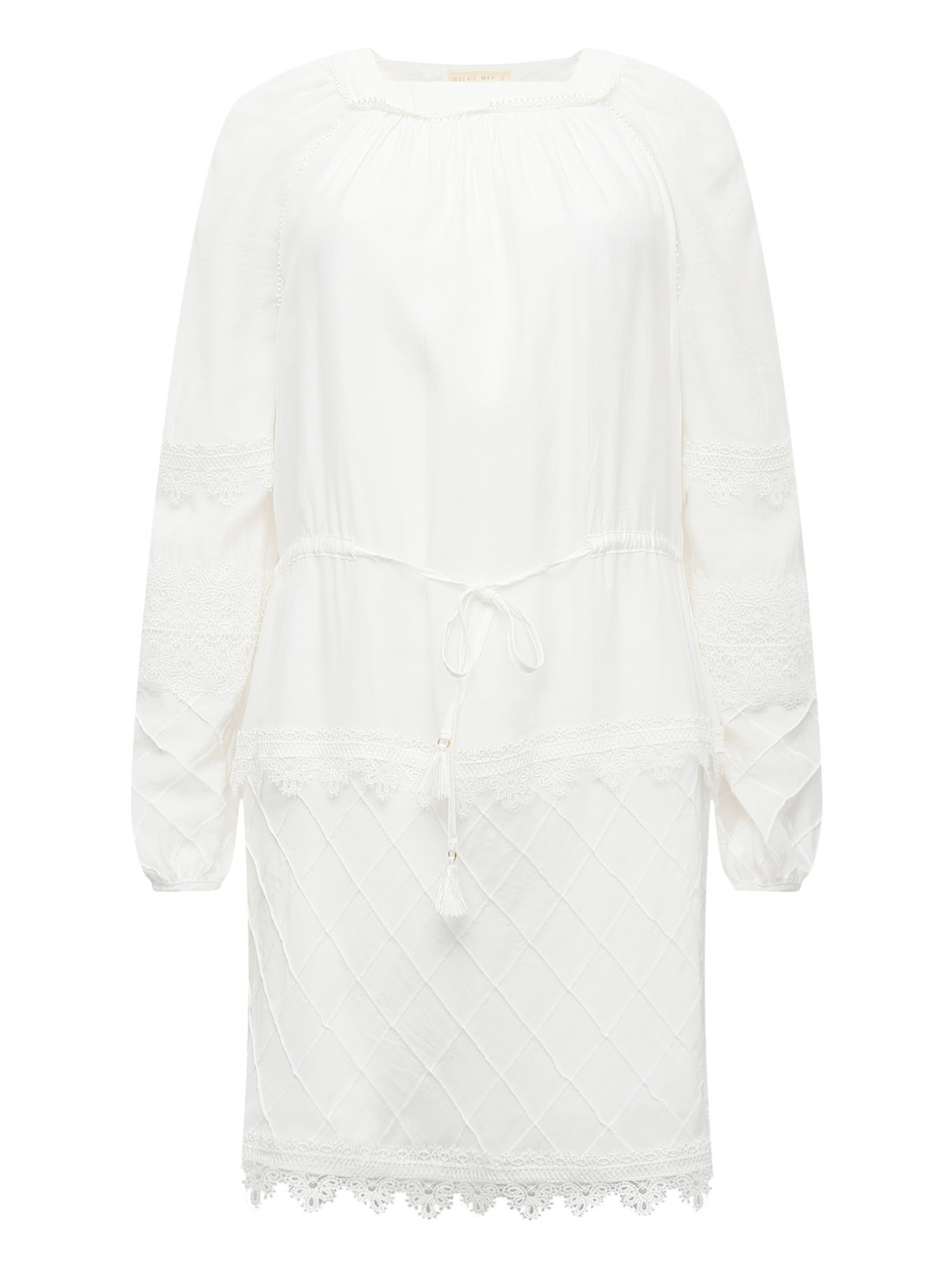 Платье-мини с ажурной отделкой Stevie May  –  Общий вид  – Цвет:  Белый