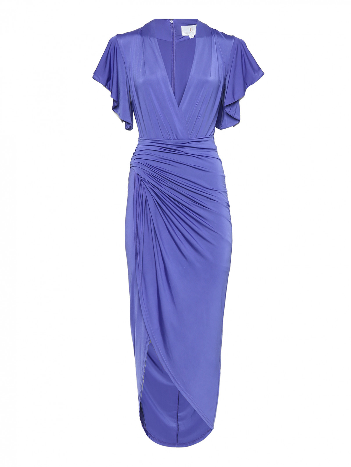 Платье-миди с драпировкой Forever Unique  –  Общий вид  – Цвет:  Синий