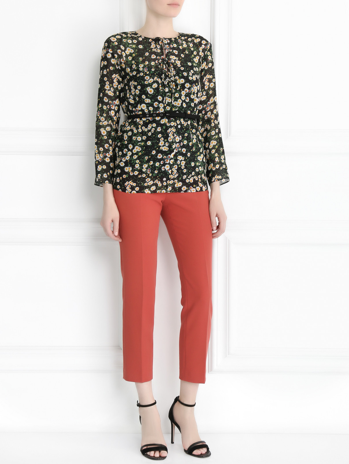 Блуза из шелка с цветочным узором Moschino  –  Модель Общий вид  – Цвет:  Узор