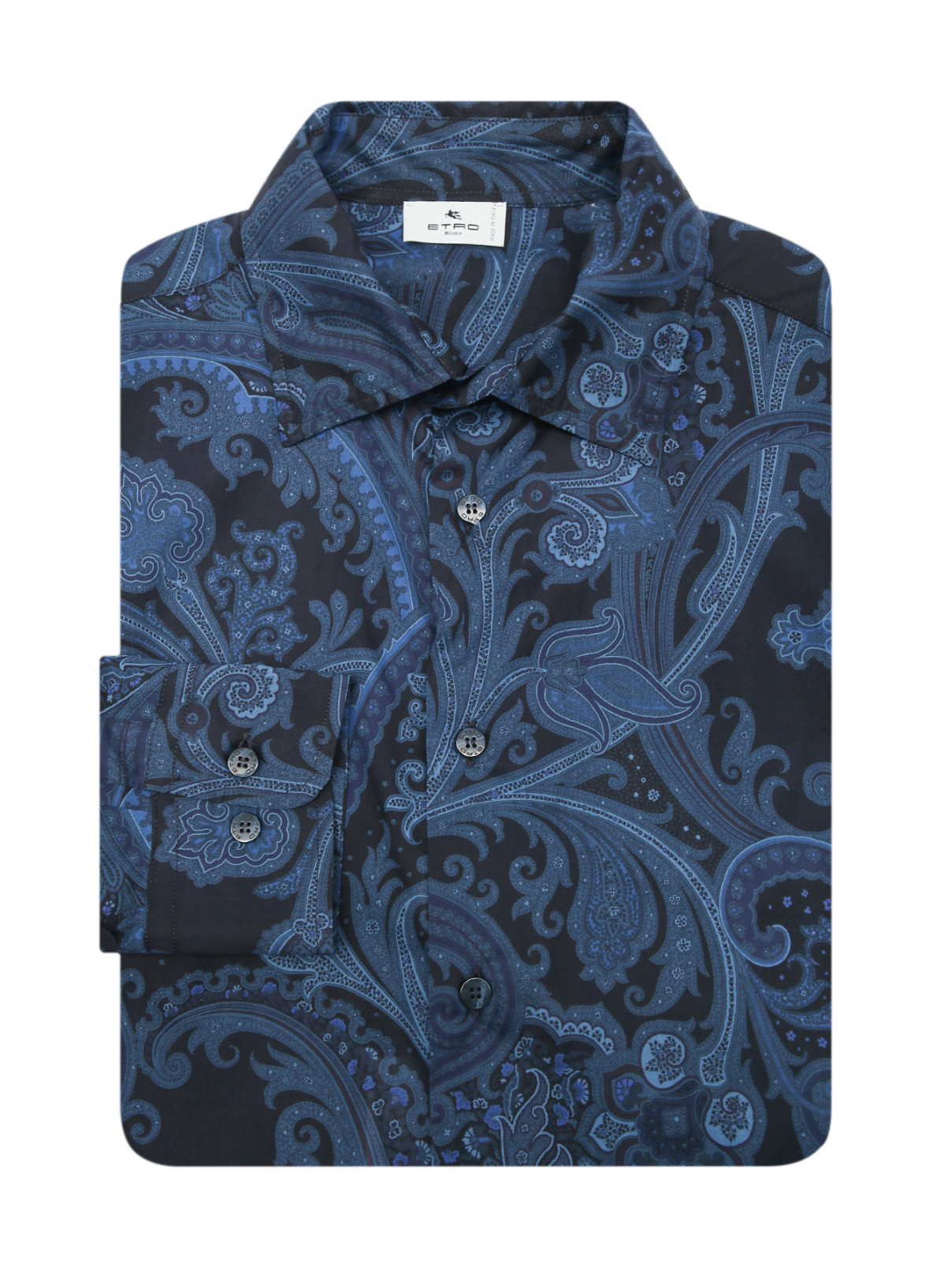 Рубашка из хлопка с узором пейсли Etro  –  Общий вид  – Цвет:  Синий