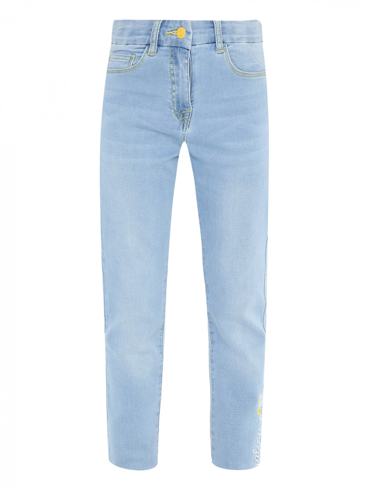 Прямые джинсы с вышивкой MONNALISA  –  Общий вид  – Цвет:  Синий