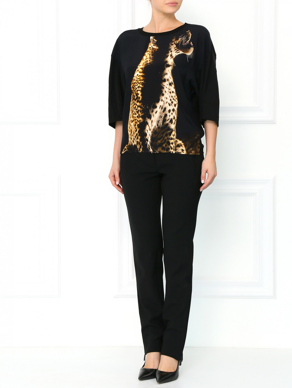 Блуза из шелка и хлопка с принтом Barbara Bui  –  Модель Общий вид  – Цвет:  Узор