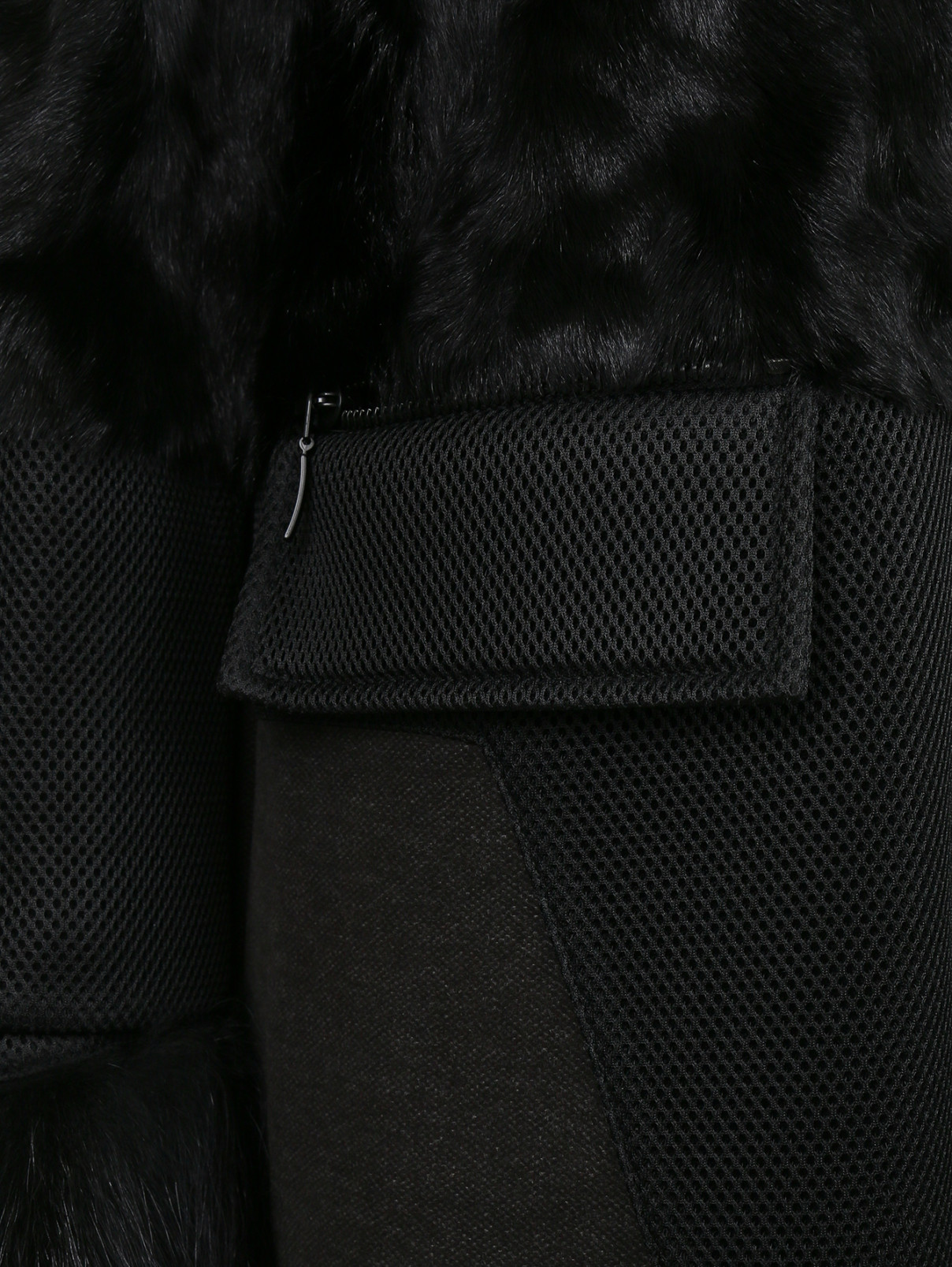Пальто из хлопка с меховыми вставками Fabio Gavazzi  –  Деталь1  – Цвет:  Черный