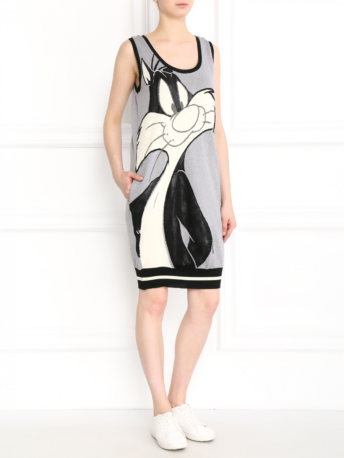 Платье из хлопка с аппликацией Iceberg  –  Модель Общий вид  – Цвет:  Серый