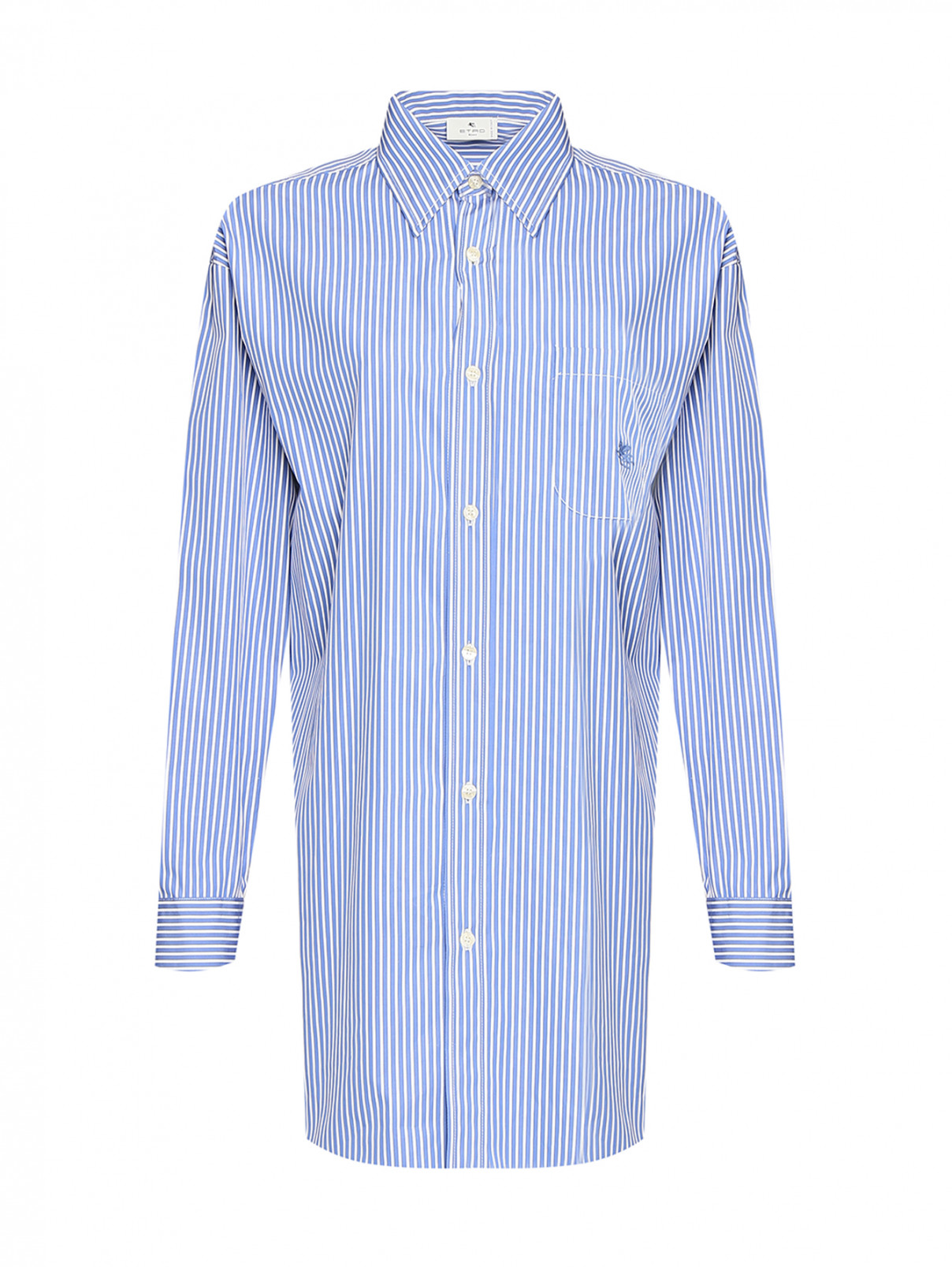 Блуза из хлопка с узором "Полоска" Etro  –  Общий вид  – Цвет:  Синий