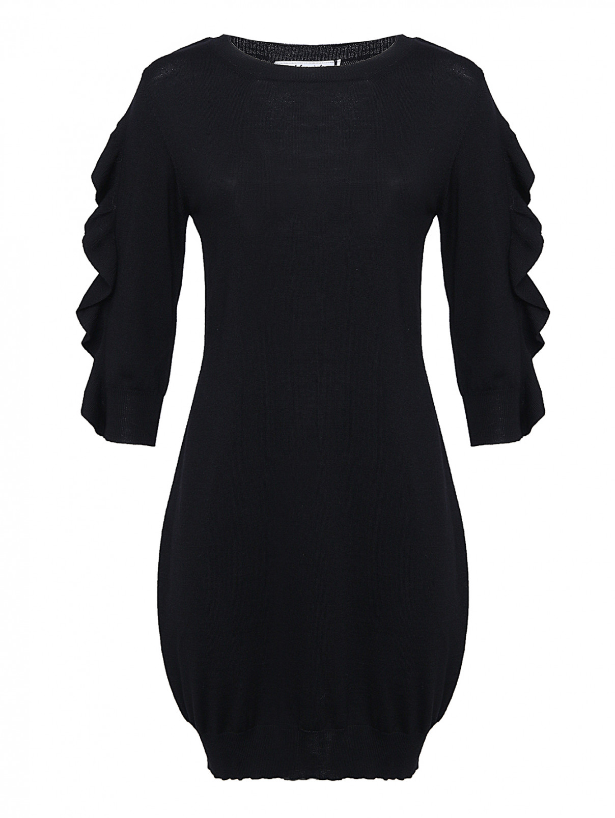 Трикотажное платье с воланами на рукавах Blugirl  –  Общий вид  – Цвет:  Черный