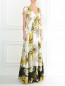 Платье-макси из шелка с цветочным узором N21  –  Модель Верх-Низ
