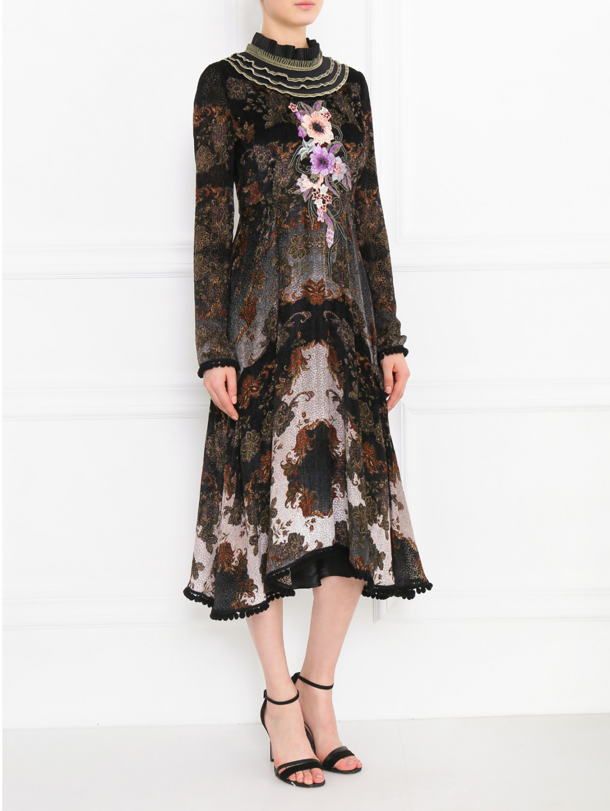 Платье из фактурной ткани с узором и вышивкой Antonio Marras  –  Модель Общий вид  – Цвет:  Мультиколор