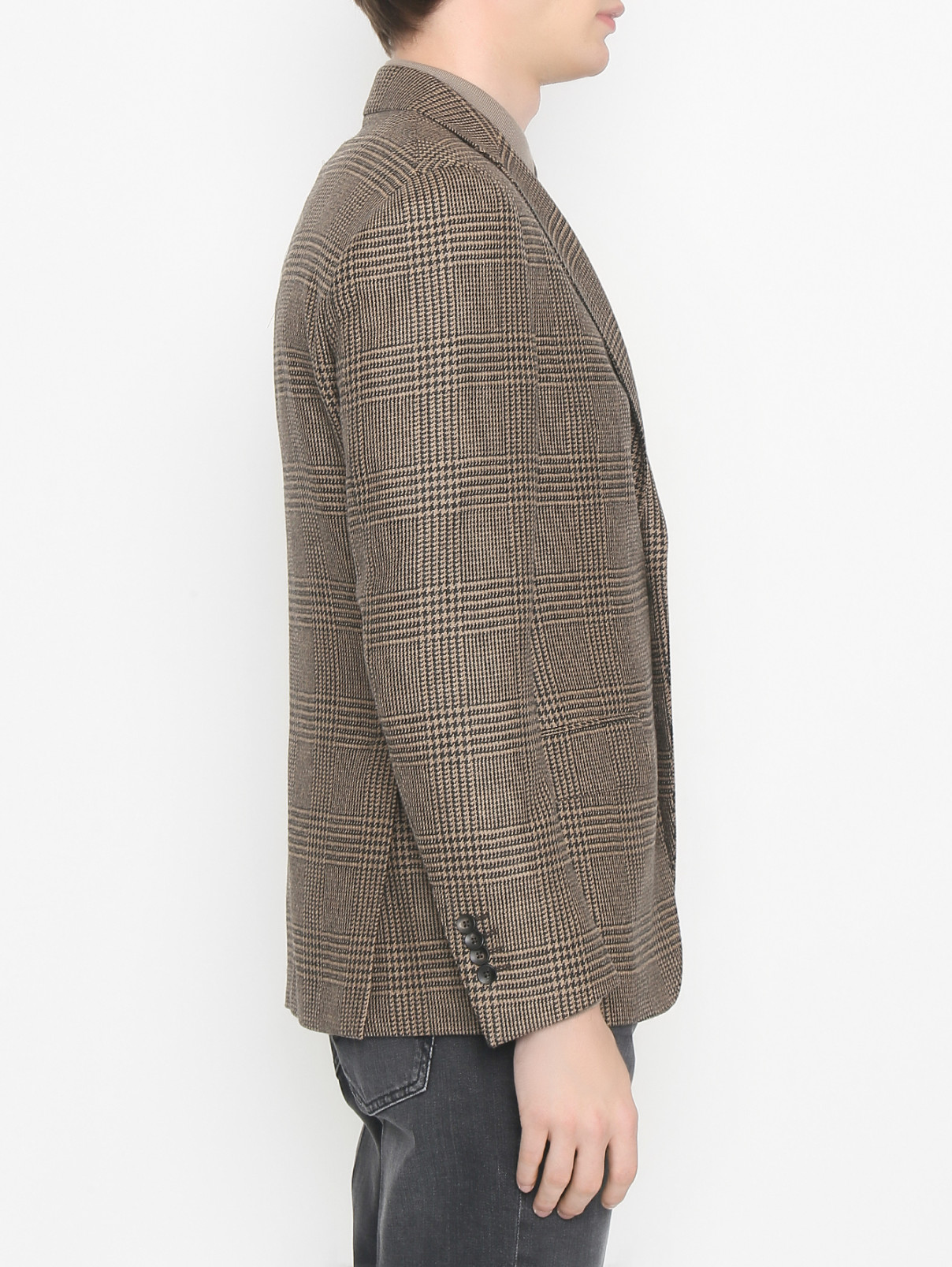 Пиджак из шерсти с узором гусиная лапка LARDINI  –  МодельВерхНиз2  – Цвет:  Коричневый