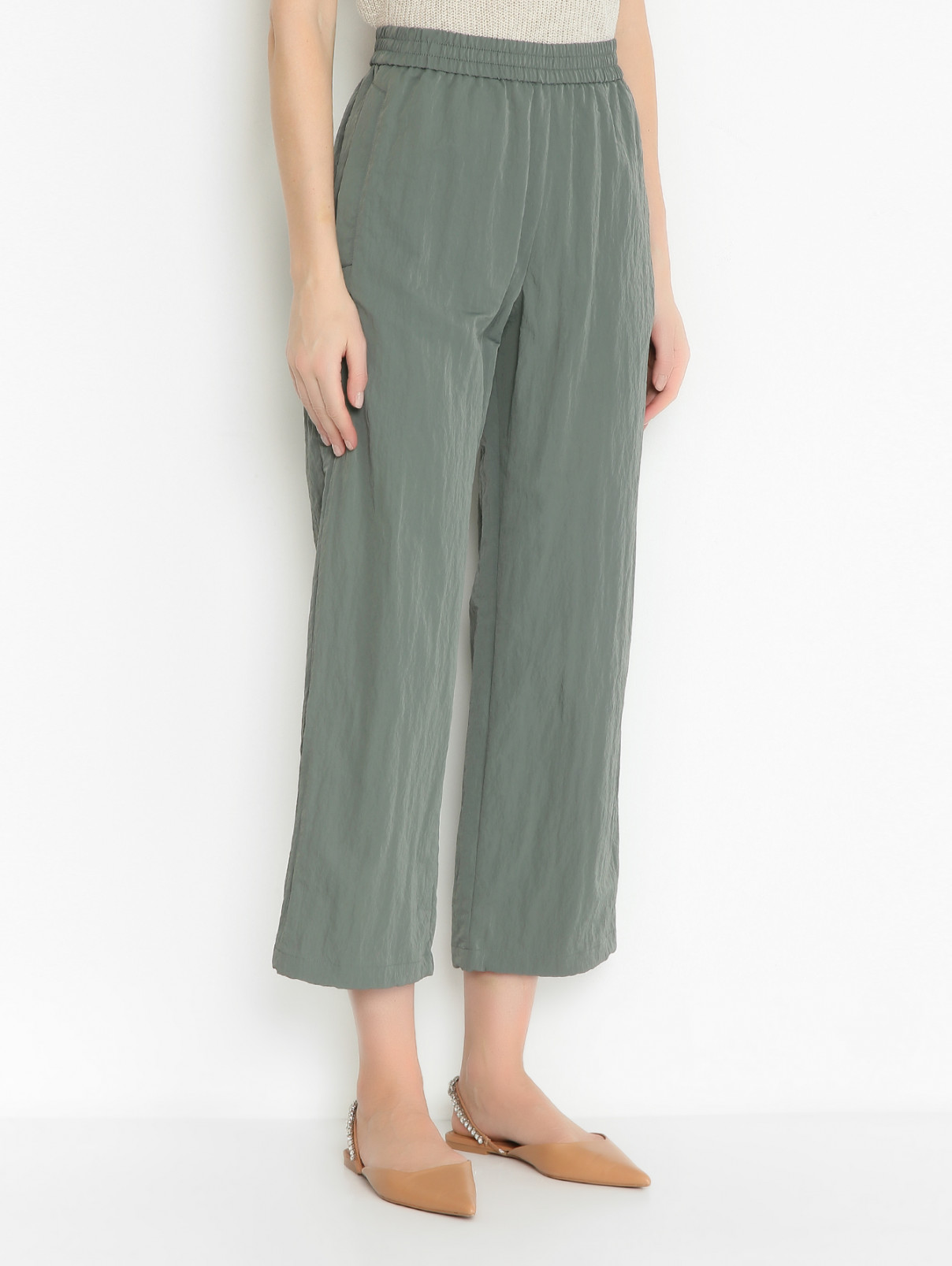 Брюки на резинке и кулисках по низу Max Mara  –  МодельВерхНиз  – Цвет:  Зеленый