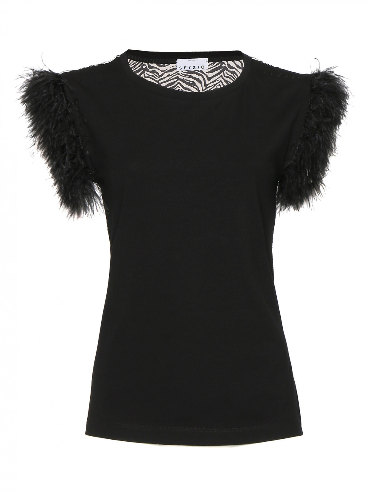 Блуза из вискозы и шелка с узором Sfizio  –  Общий вид  – Цвет:  Черный