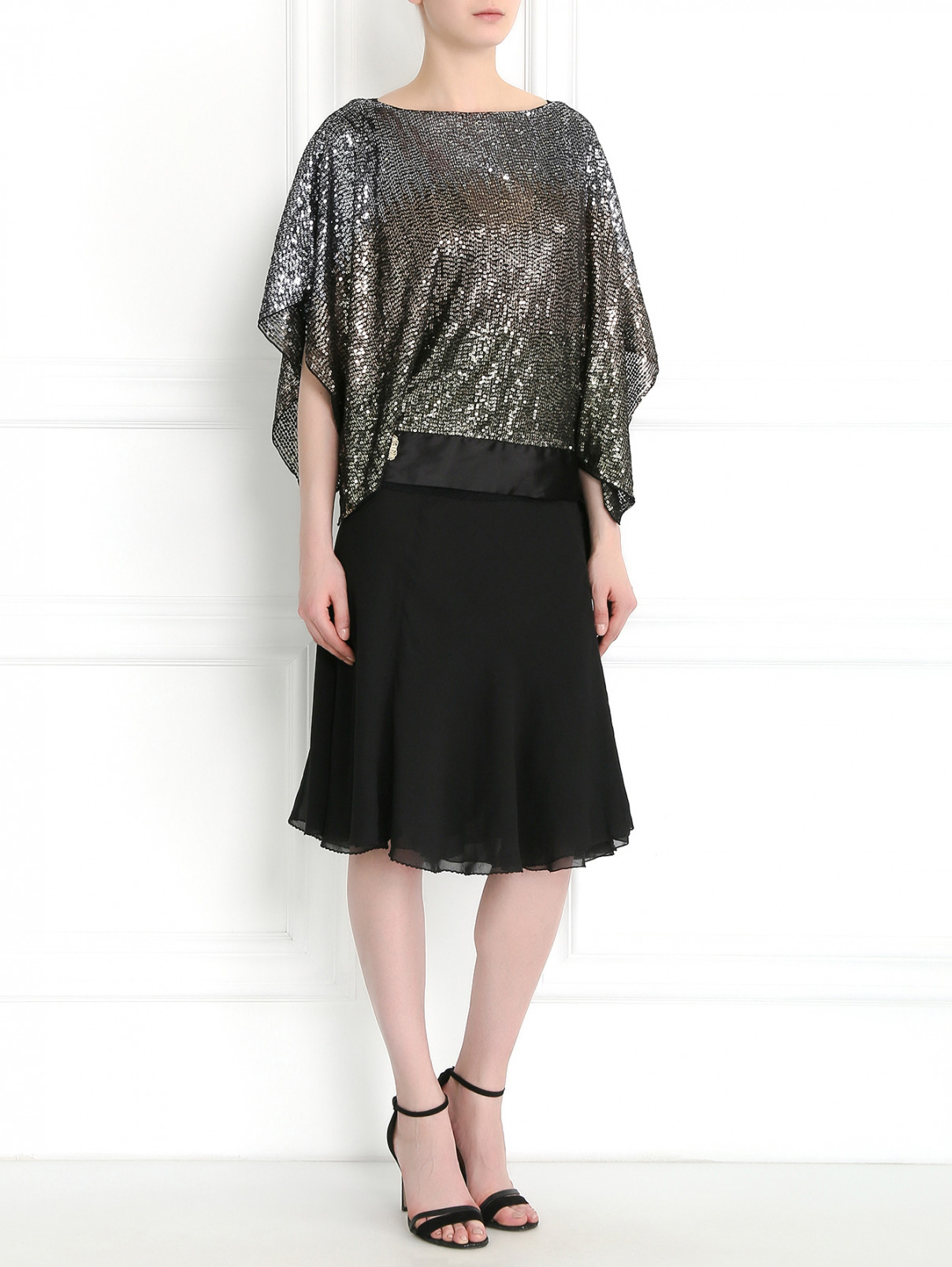 Блуза асимметричного кроя из пайеток Galliano  –  Модель Общий вид  – Цвет:  Серый