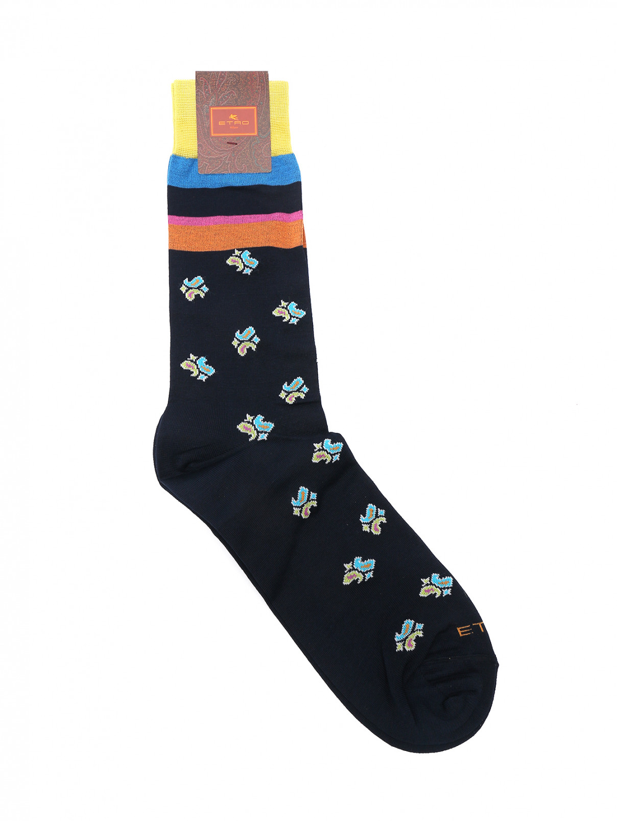 Носки хлопковые с узором Etro  –  Общий вид  – Цвет:  Синий