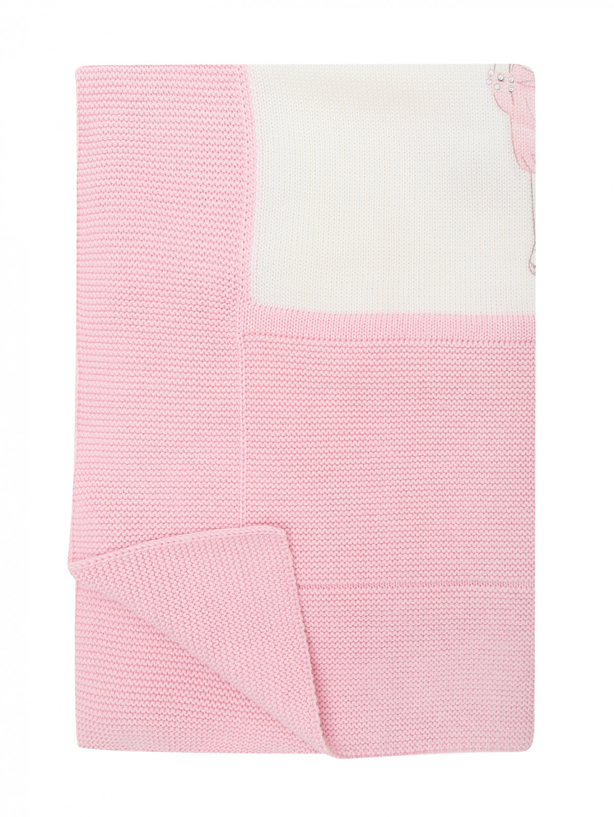 Шерстяное одеяло с помпонами Bimbalo  –  Общий вид  – Цвет:  Белый