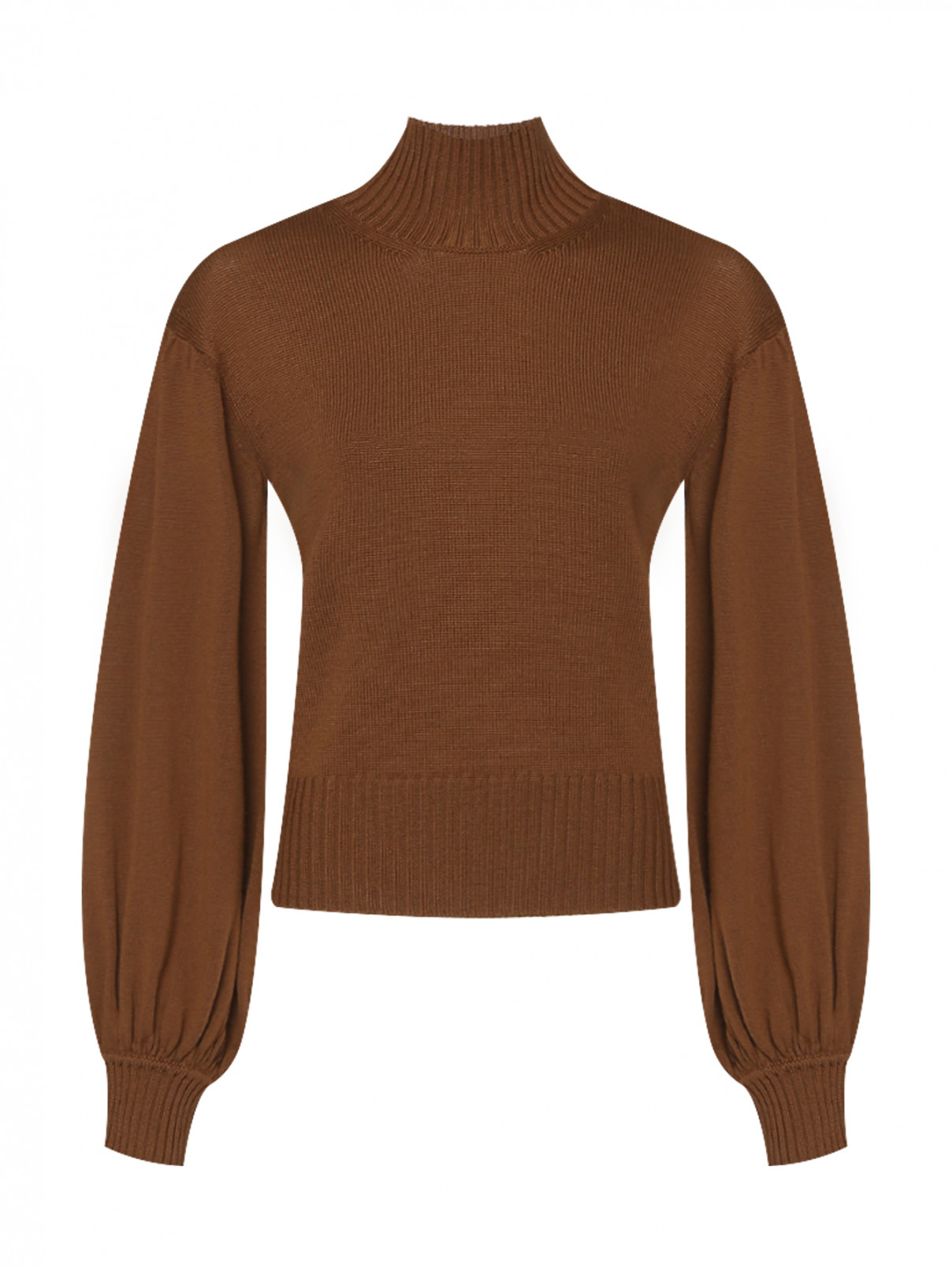 Однотонный джемпер из шерсти Max Mara  –  Общий вид  – Цвет:  Коричневый