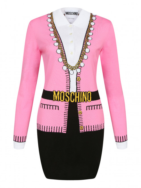 Платье из хлопка с узором Moschino Couture - Общий вид