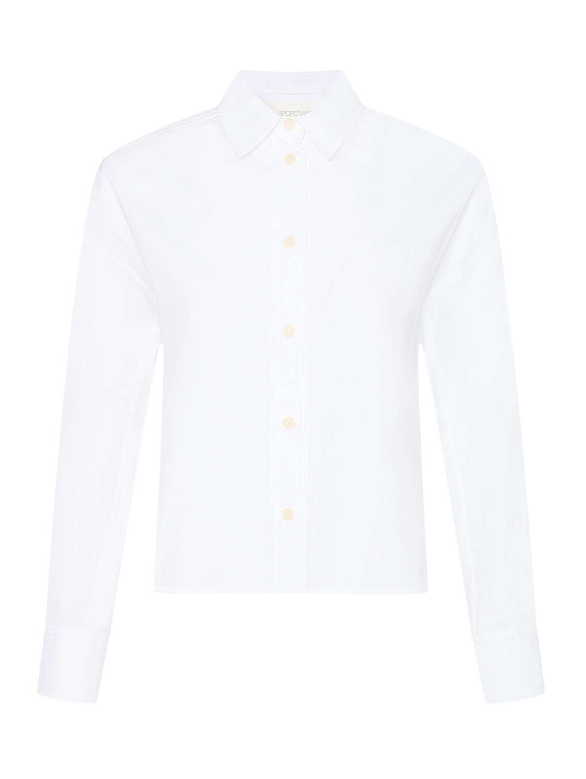 Укороченная блуза из хлопка Sportmax  –  Общий вид  – Цвет:  Белый