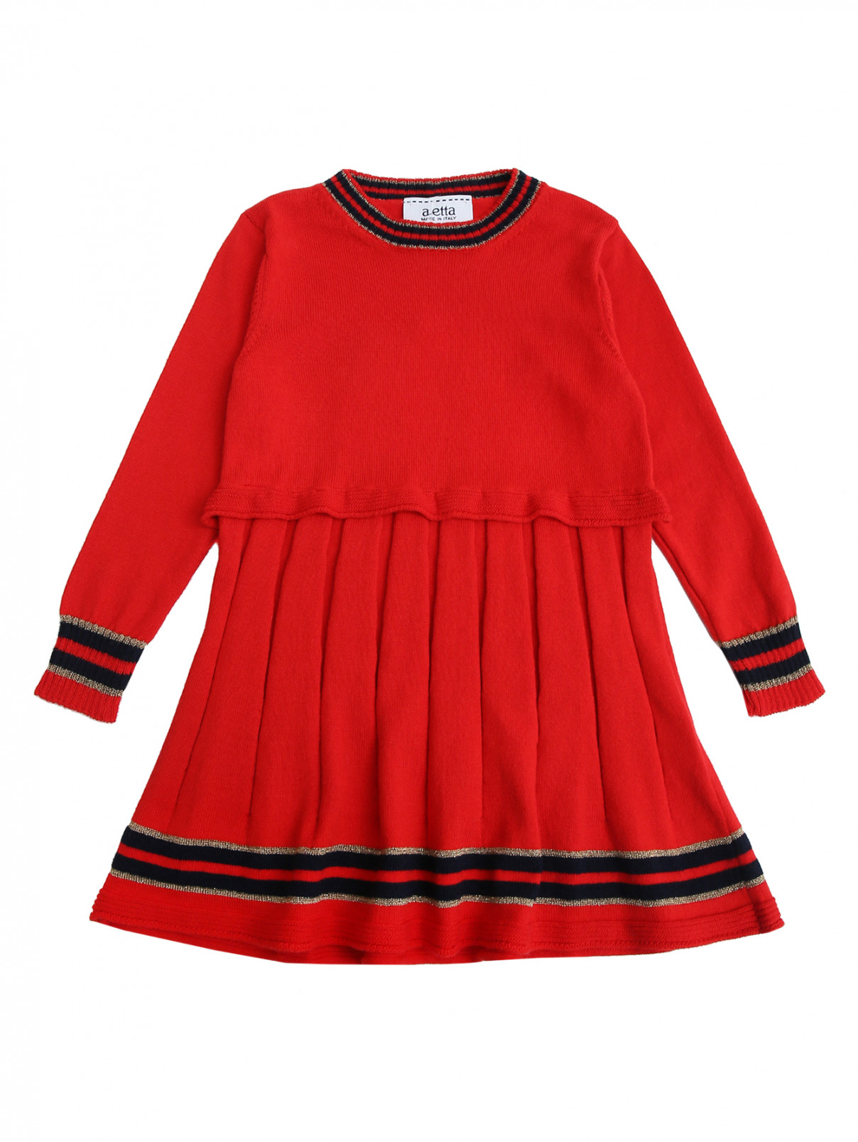 Платье трикотажное с полосками Aletta  –  Общий вид  – Цвет:  Красный