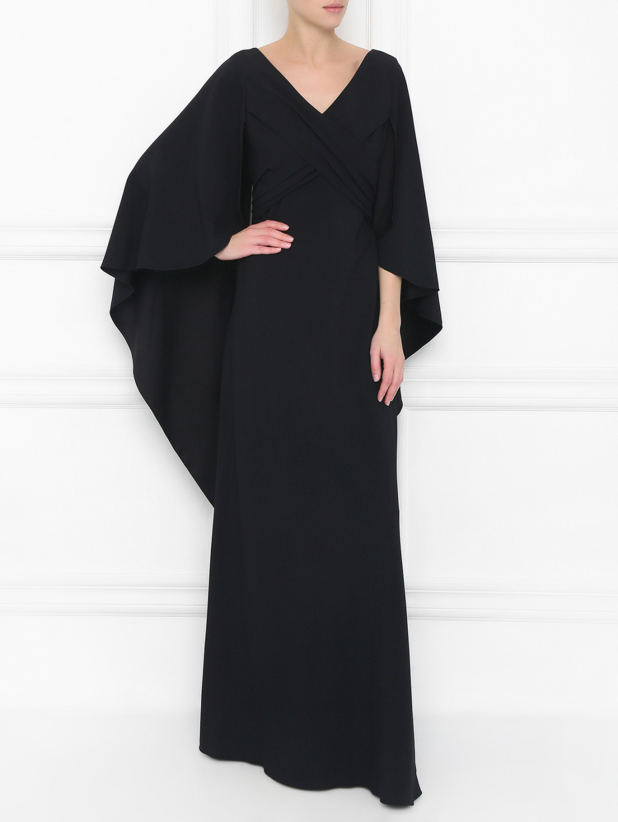 Платье-макси с драпировкой Alberta Ferretti  –  Модель Общий вид  – Цвет:  Черный