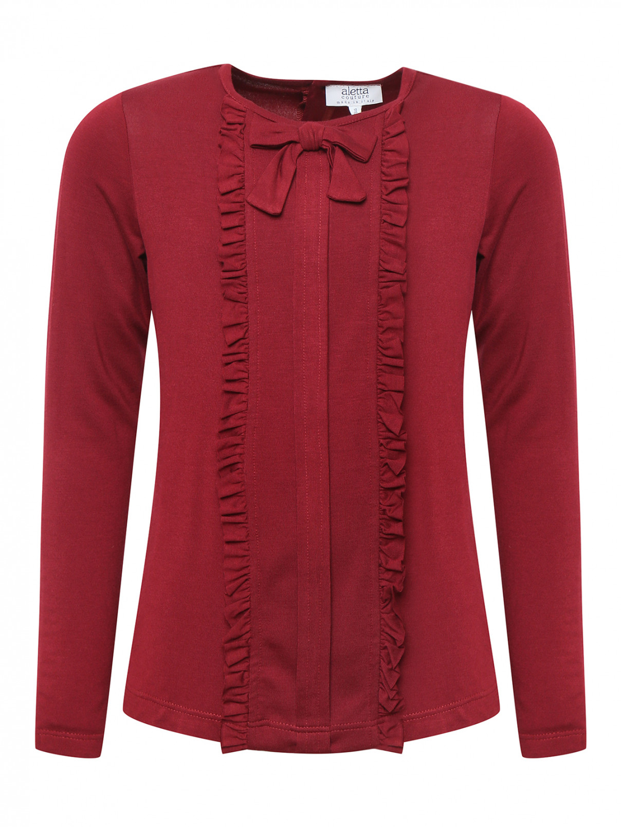 Блуза трикотажная с оборками Aletta Couture  –  Общий вид  – Цвет:  Красный