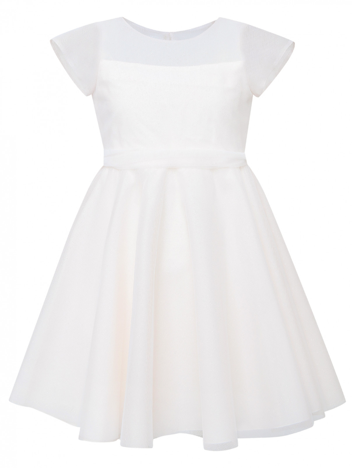 Платье из сетки с блеском Aletta Couture  –  Общий вид  – Цвет:  Белый