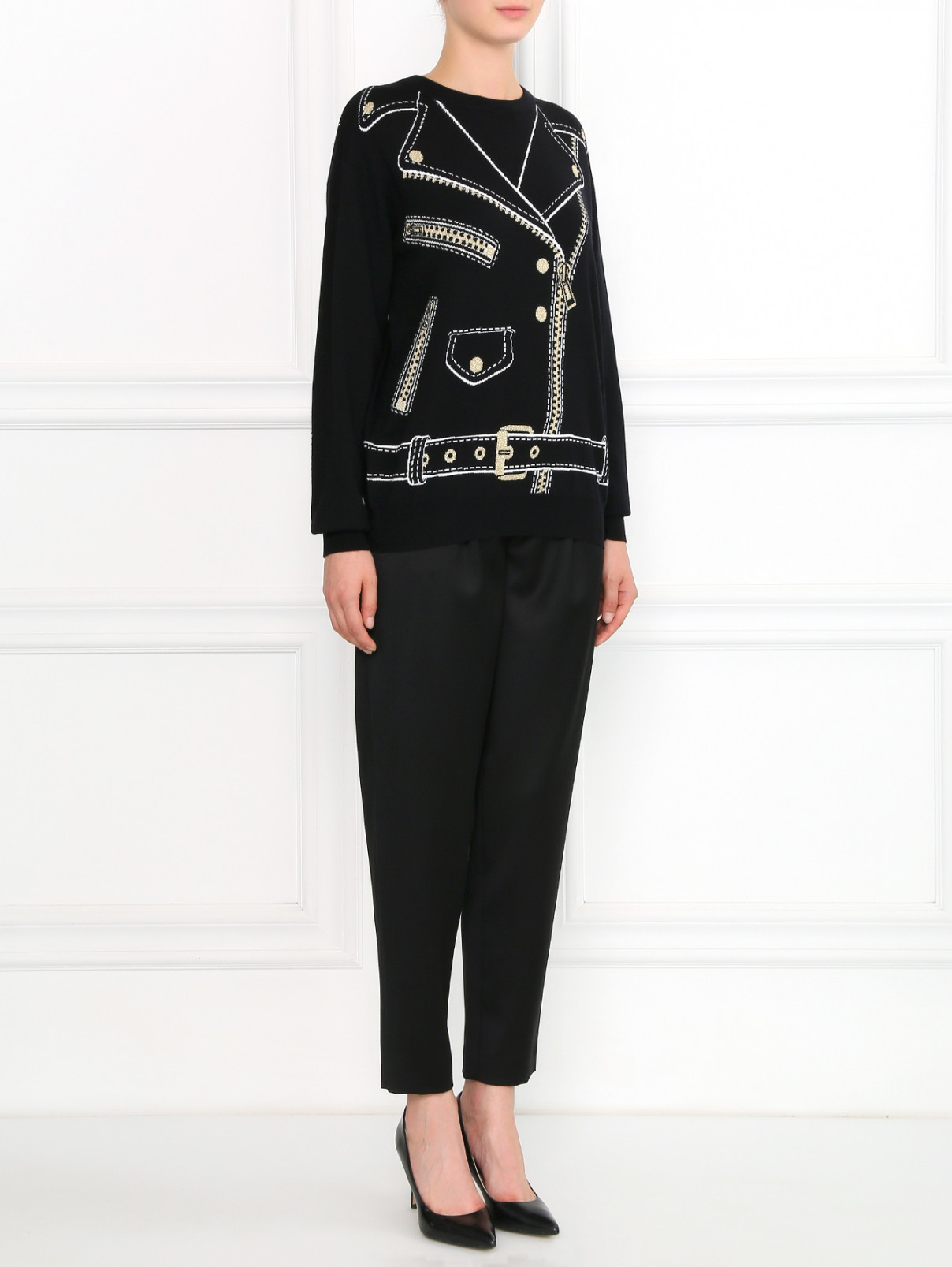 Широкие брюки из шерсти Moschino Boutique  –  Модель Общий вид  – Цвет:  Черный