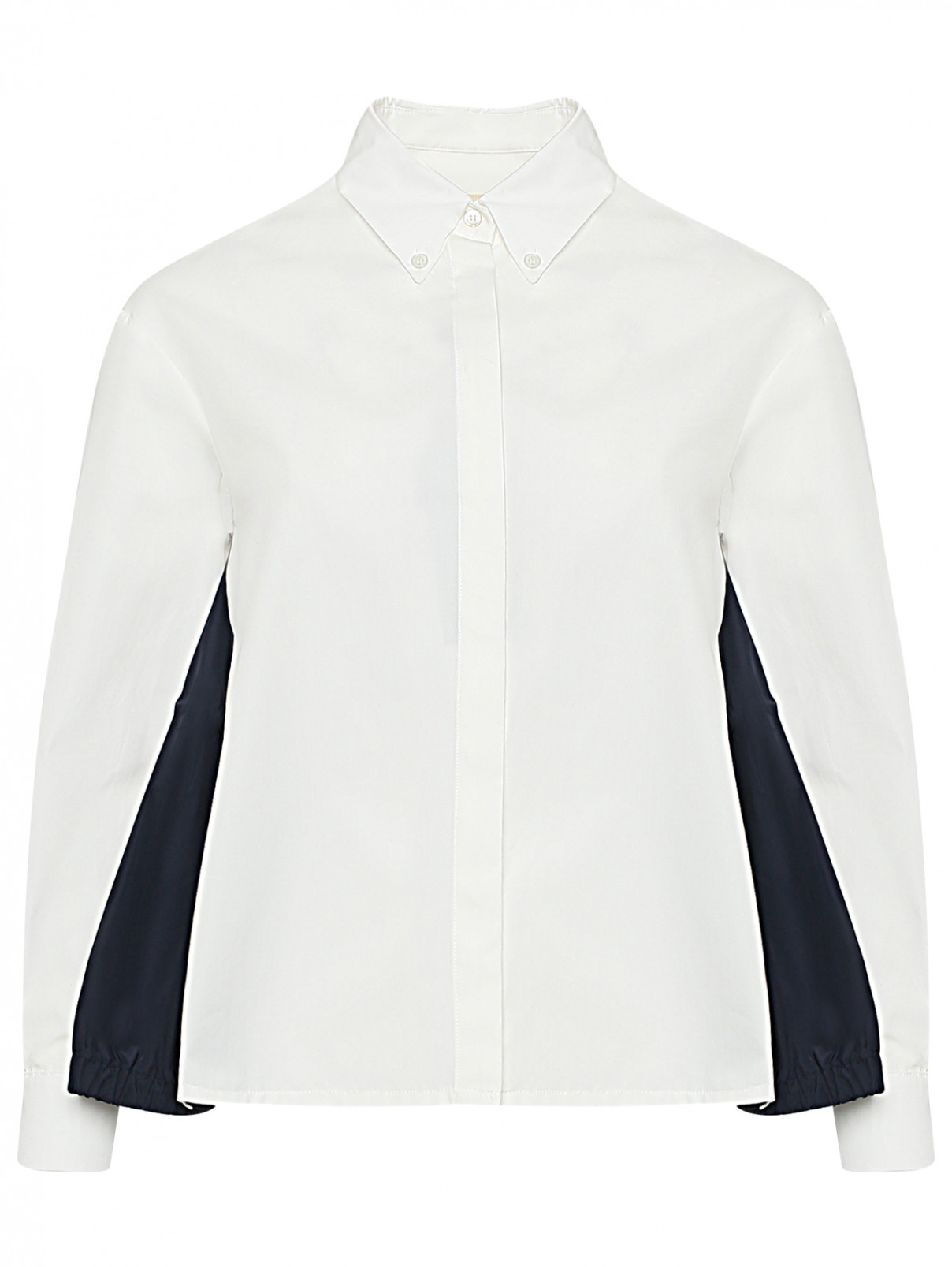 Рубашка из хлопка с контрастной отделкой Weekend Max Mara  –  Общий вид  – Цвет:  Белый