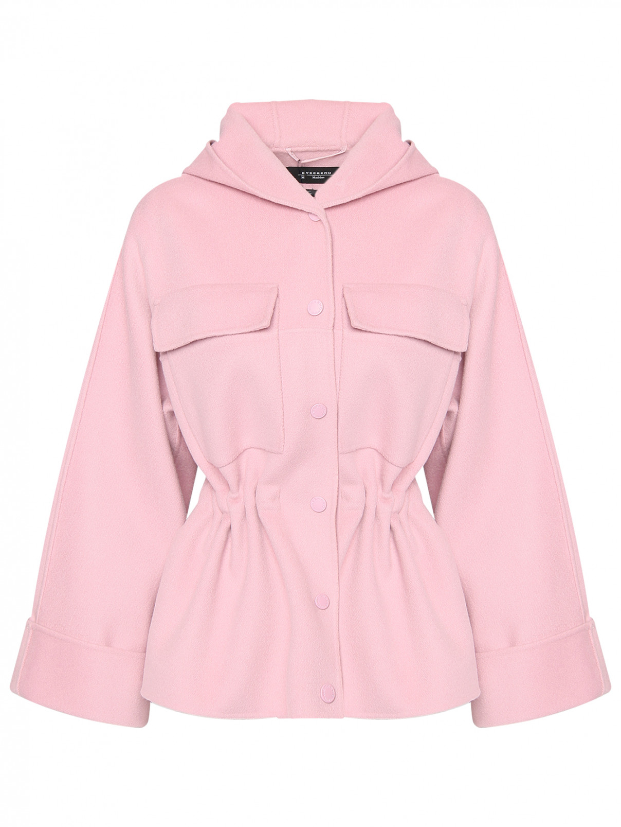 Полупальто из шерсти с кулиской на талии Weekend Max Mara  –  Общий вид  – Цвет:  Розовый