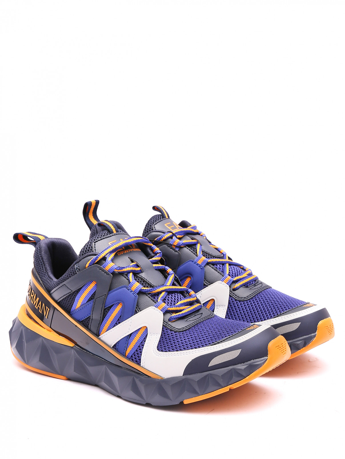 Кроссовки на шнурках с контрастной отделкой EA 7  –  Общий вид  – Цвет:  Мультиколор