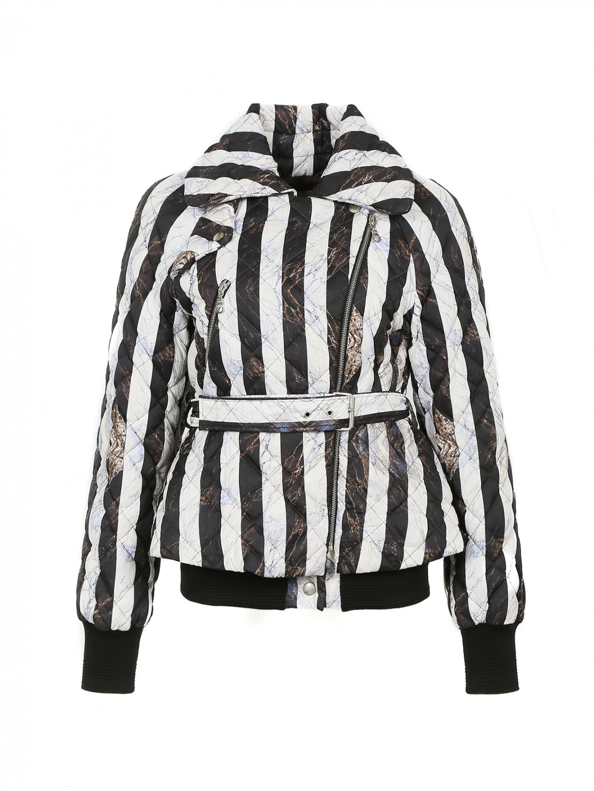 Стеганая куртка с боковыми карманами и поясом Kenzo  –  Общий вид  – Цвет:  Узор