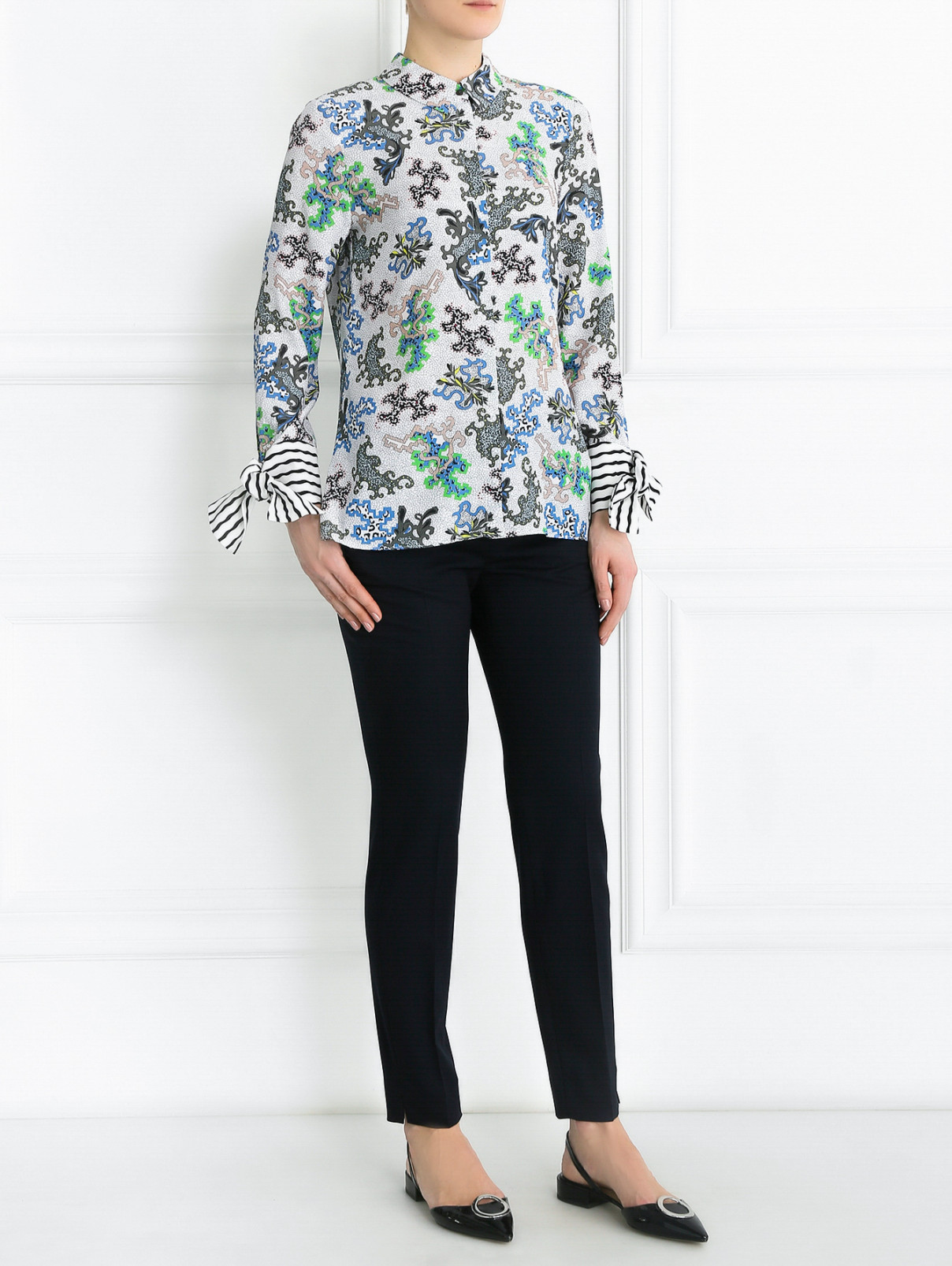 Блуза из смешанного шелка с узором Dorothee Schumacher  –  Модель Общий вид  – Цвет:  Узор