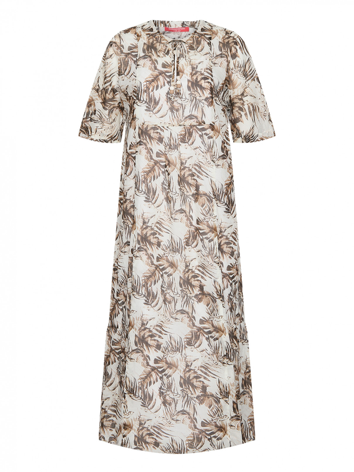 Платье-макси из хлопка с подкладом Marina Rinaldi  –  Общий вид  – Цвет:  Коричневый