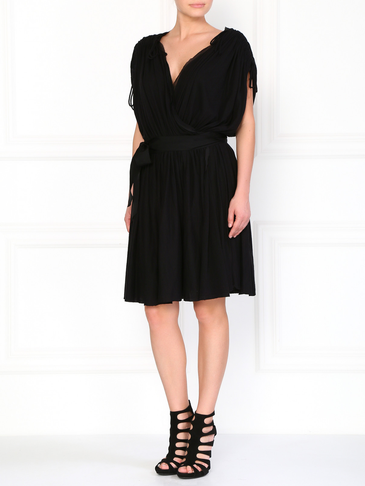 Трикотажное платье с запахом Lanvin  –  Модель Общий вид  – Цвет:  Черный