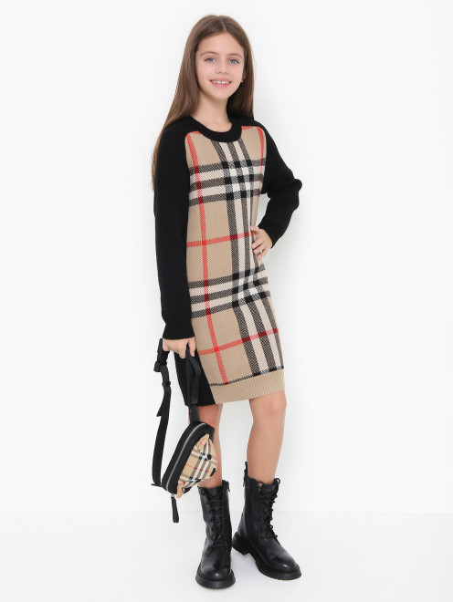 Трикотажное платье с длинным рукавом Burberry - МодельОбщийВид