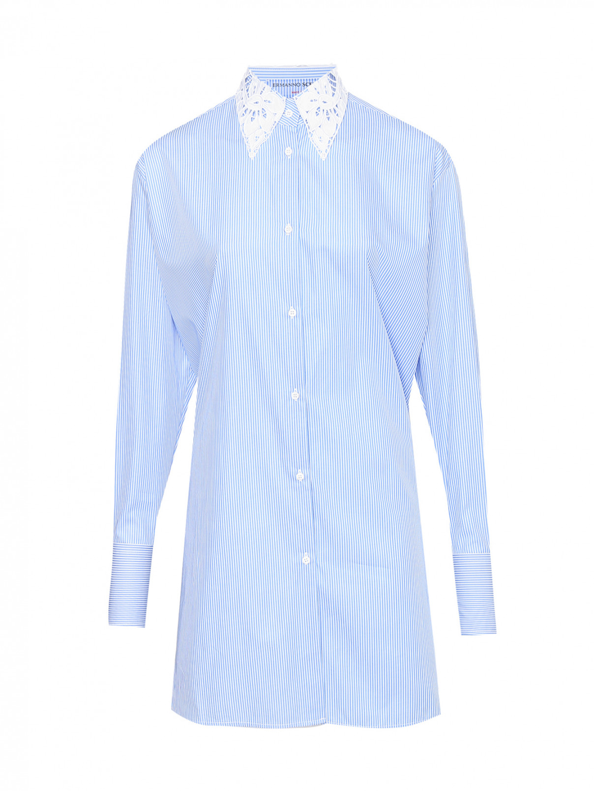 Рубашка из хлопка в полоску Ermanno Scervino  –  Общий вид  – Цвет:  Синий