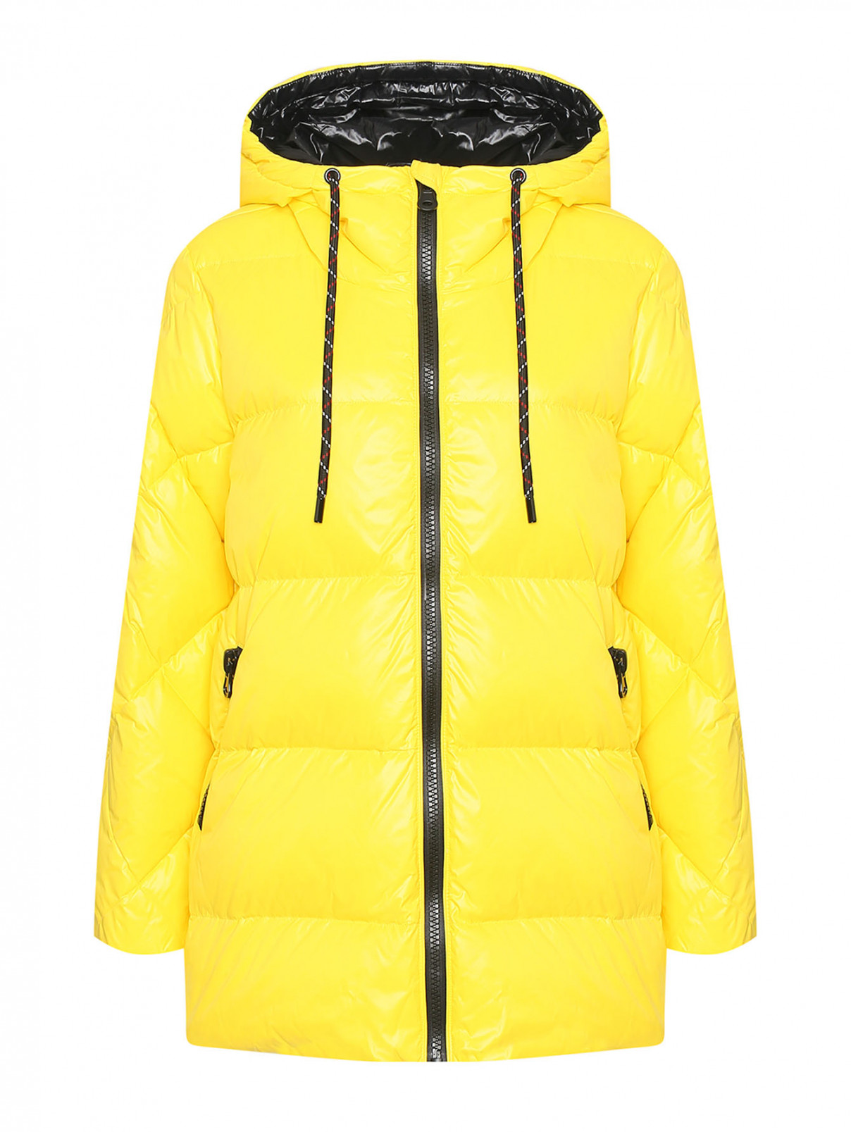 Стеганая куртка на молнии с капюшоном Marina Rinaldi  –  Общий вид  – Цвет:  Желтый