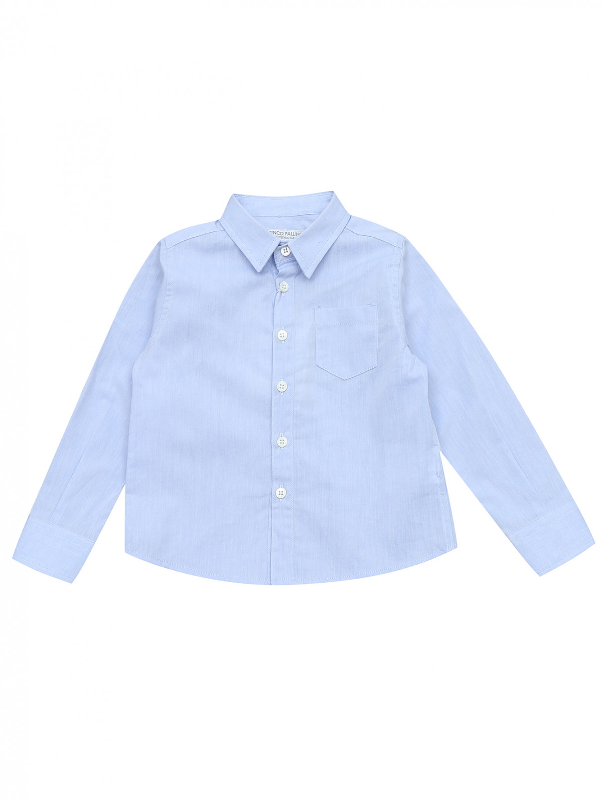 Рубашка из хлопка с накладным карманом I Pinco Pallino  –  Общий вид  – Цвет:  Синий