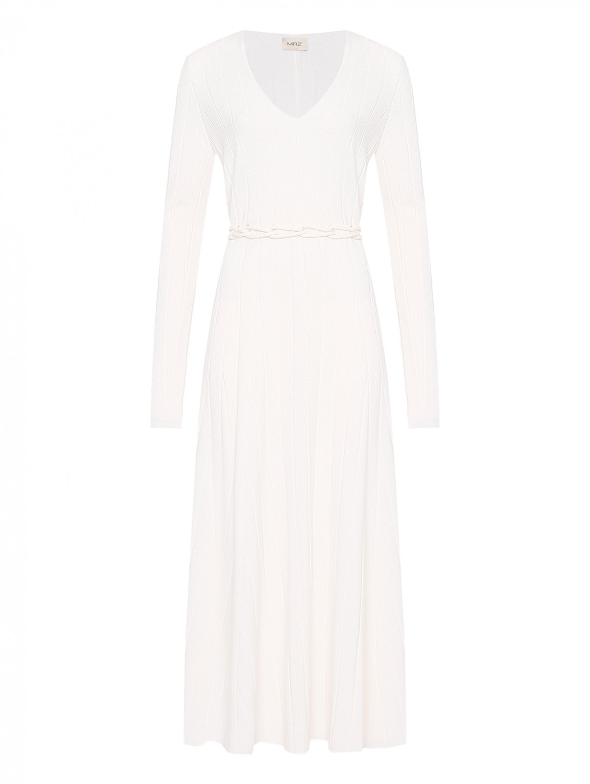 Трикотажное платье-макси из смешанной шерсти MRZ  –  Общий вид  – Цвет:  Белый