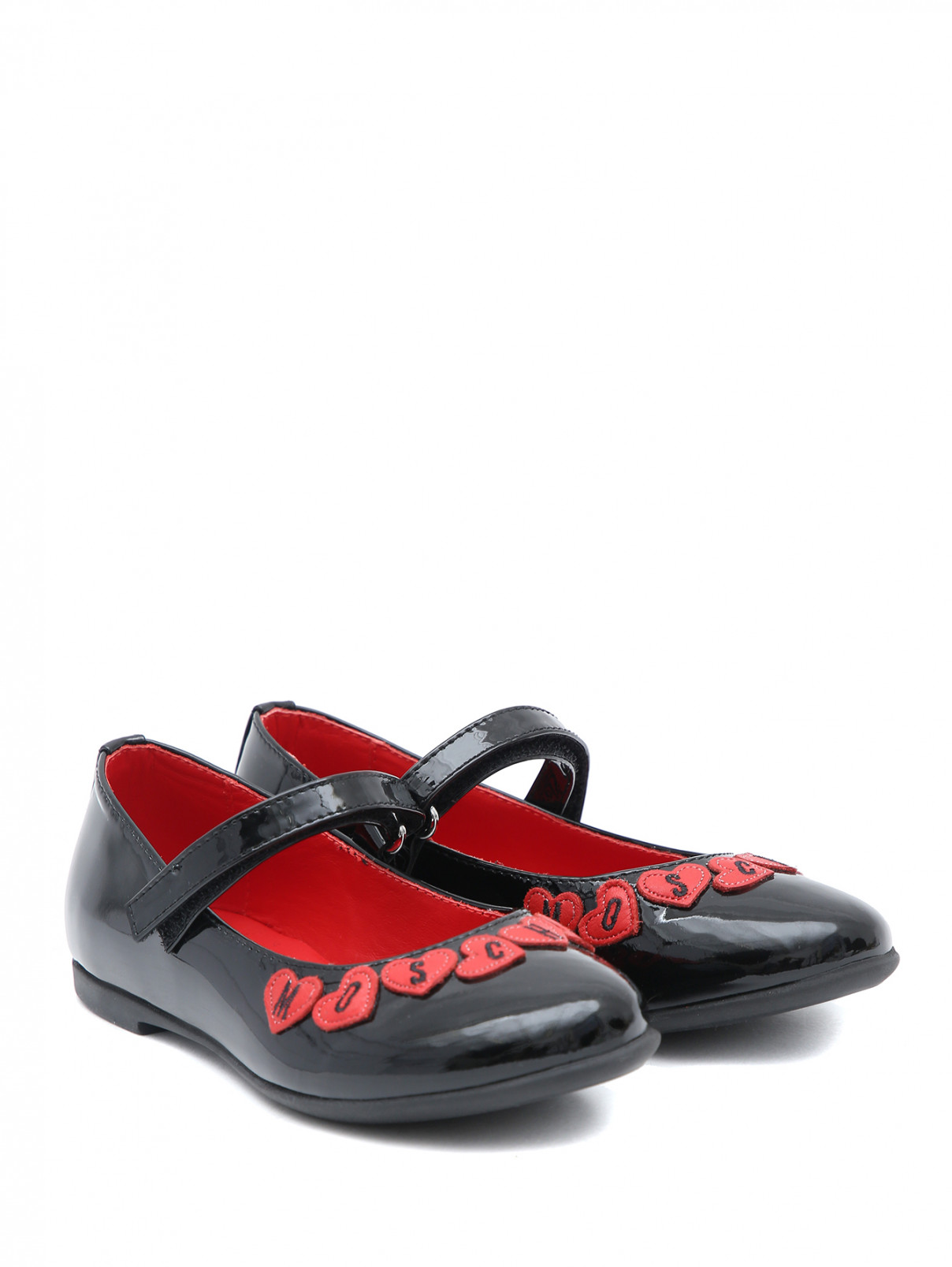 Туфли из лакированной кожи на липучке Moschino  –  Общий вид  – Цвет:  Черный