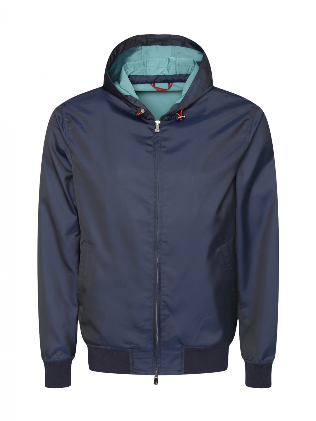 Куртка с капюшоном на молнии Isaia  –  Общий вид  – Цвет:  Синий