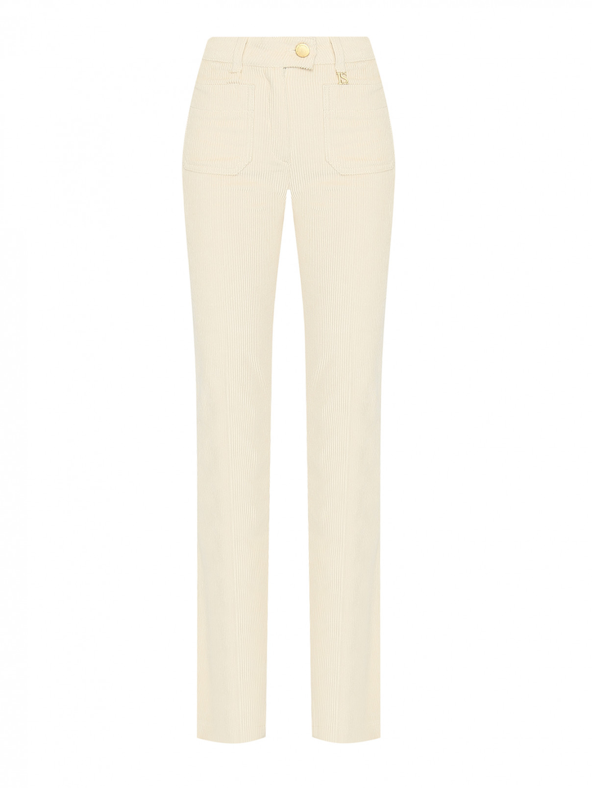 Вельветовые брюки с накладными карманами Luisa Spagnoli  –  Общий вид  – Цвет:  Бежевый