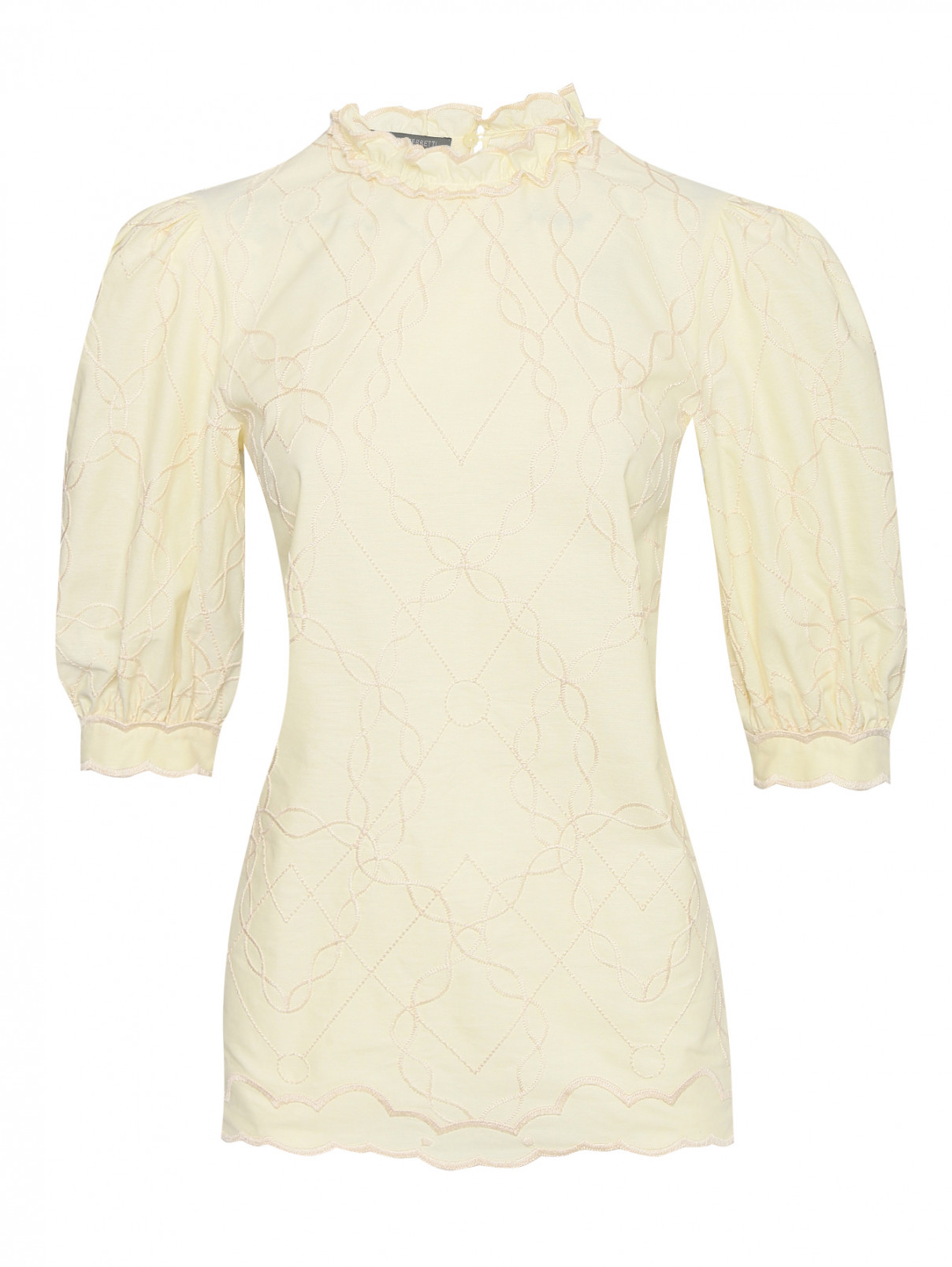 Блуза из хлопка с вышивкой Alberta Ferretti  –  Общий вид  – Цвет:  Желтый