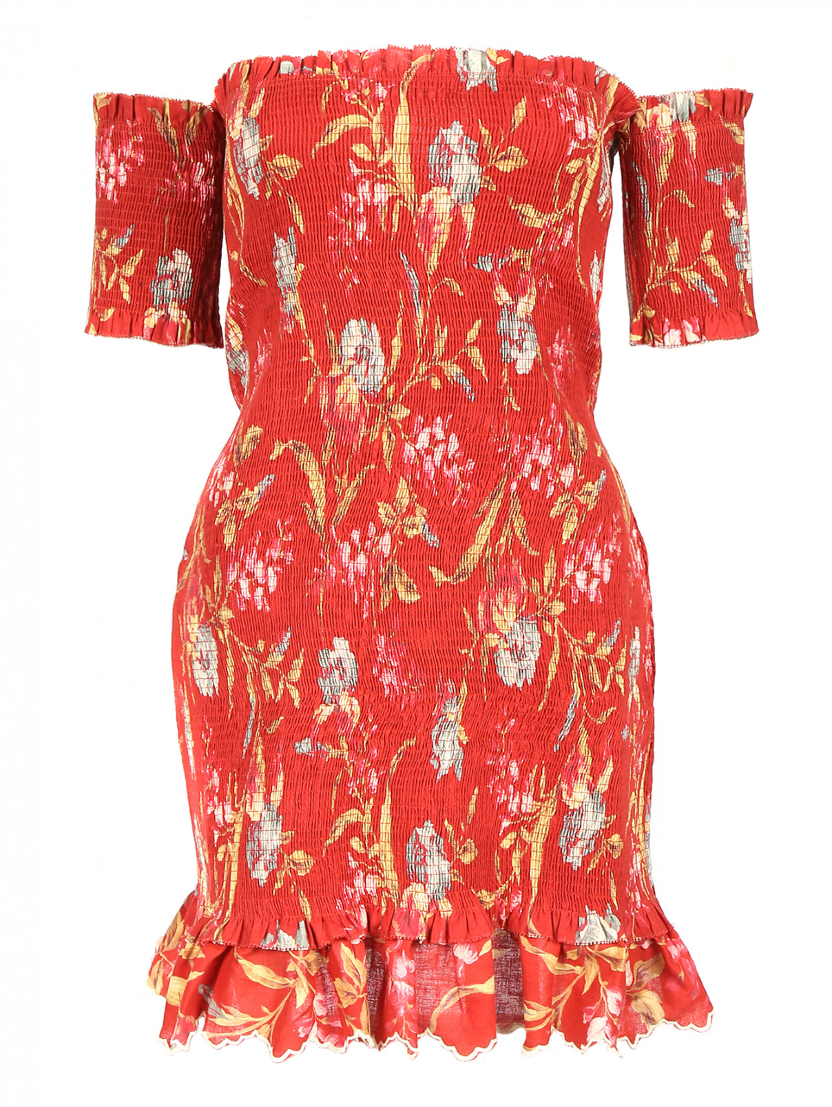 Платье из льна и хлопка Zimmermann  –  Общий вид  – Цвет:  Красный